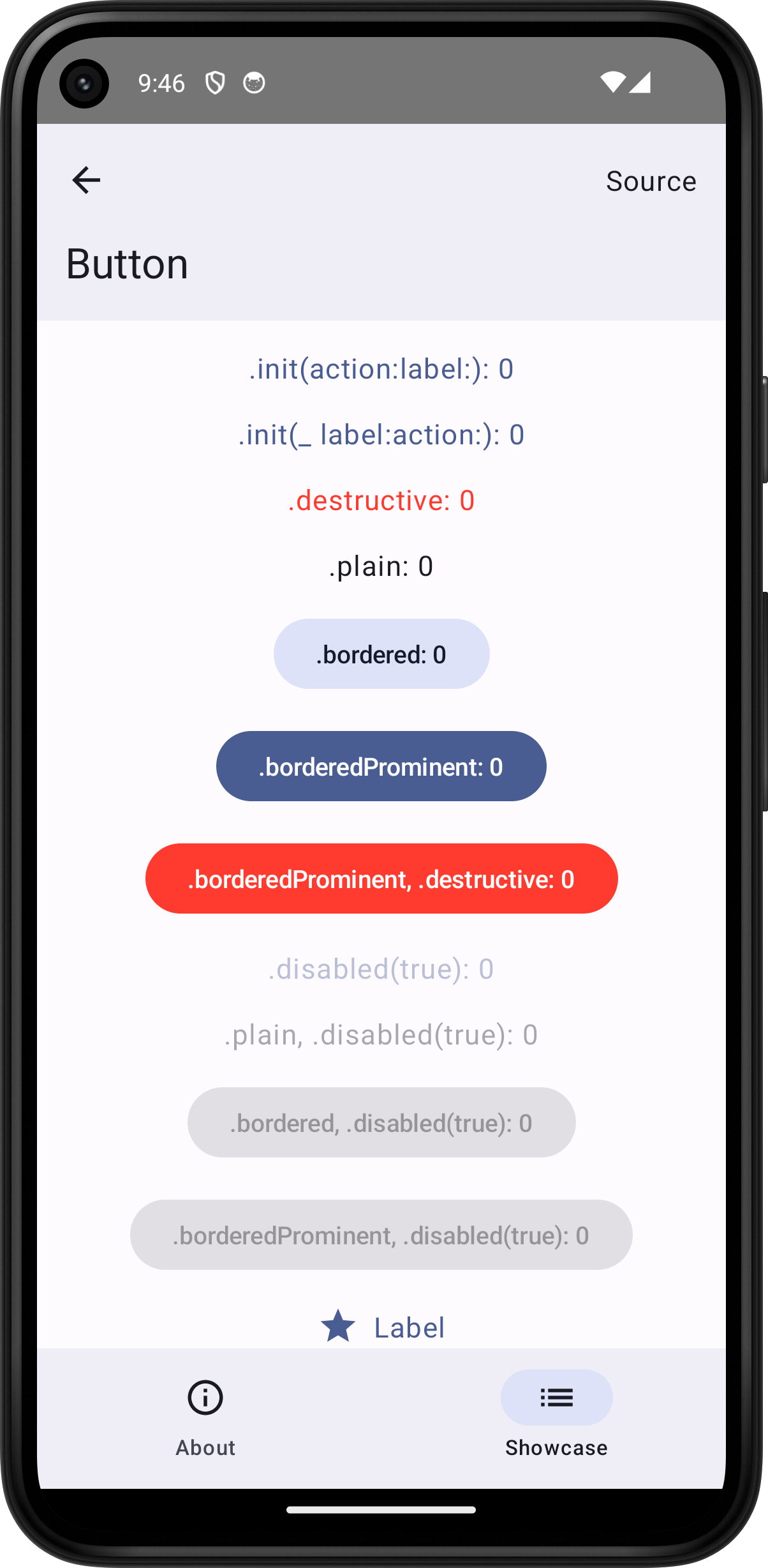 Android screenshot for Button component (light mode)
