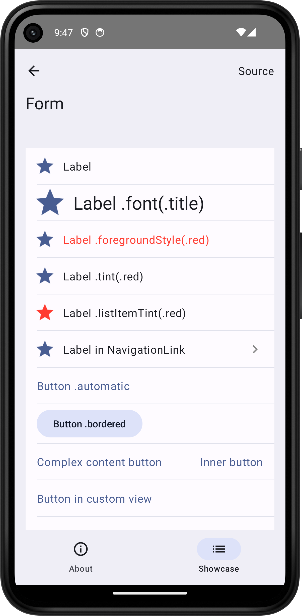 Android screenshot for Form component (light mode)