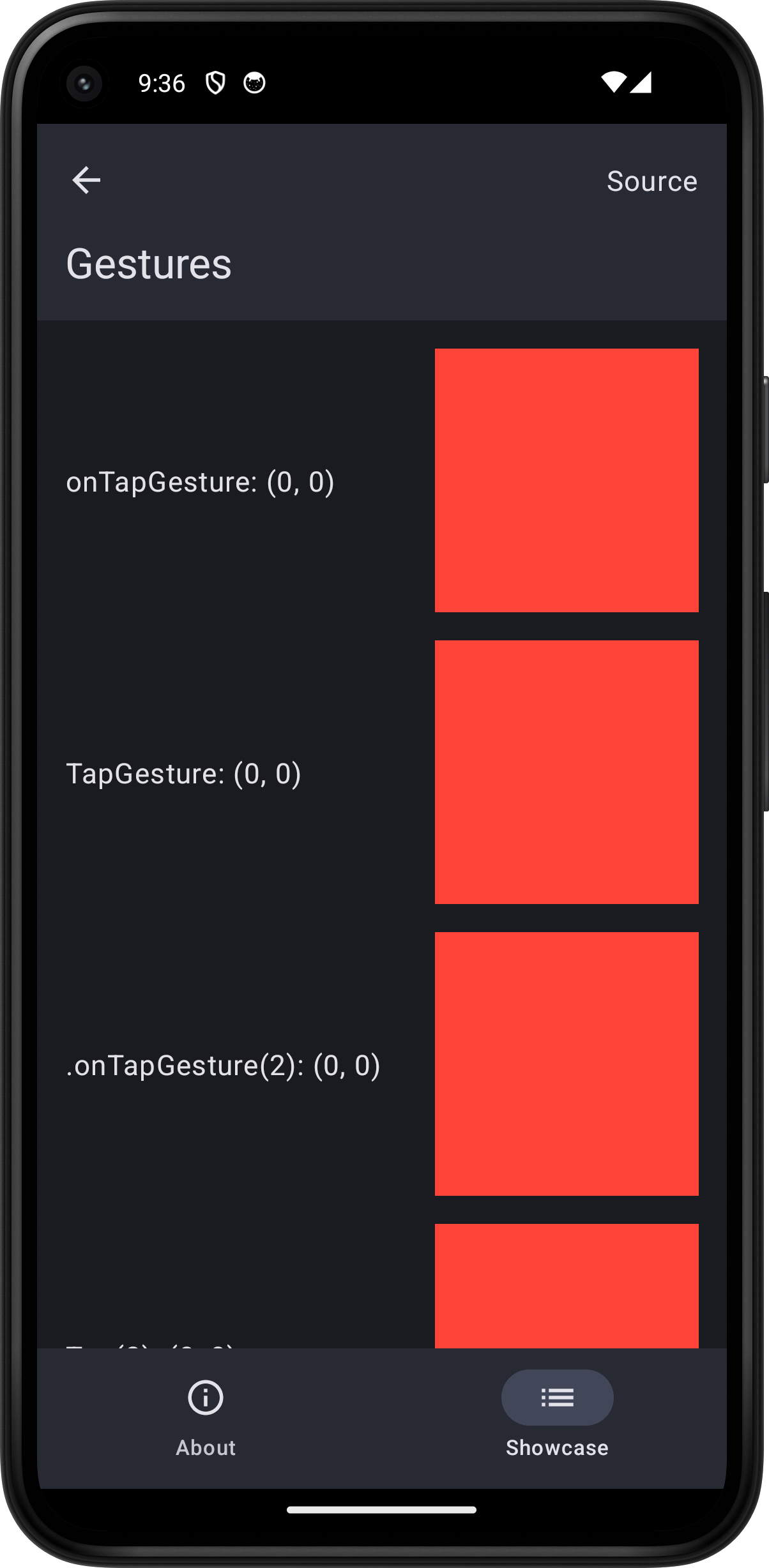 Android screenshot for Gesture component (dark mode)