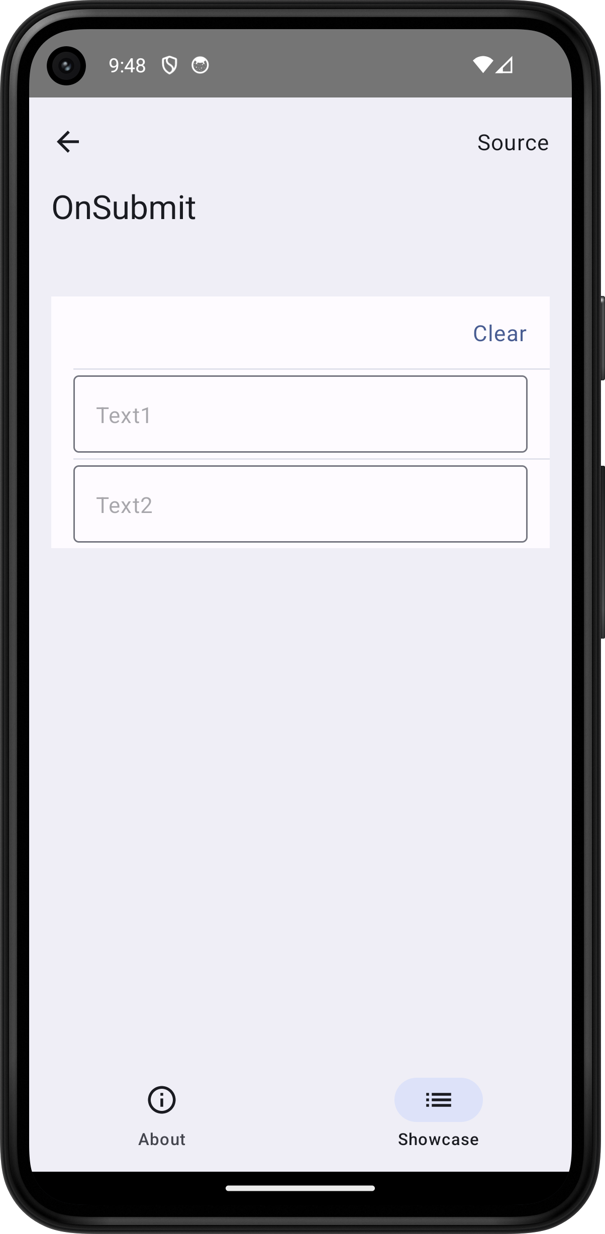 Android screenshot for OnSubmit component (light mode)