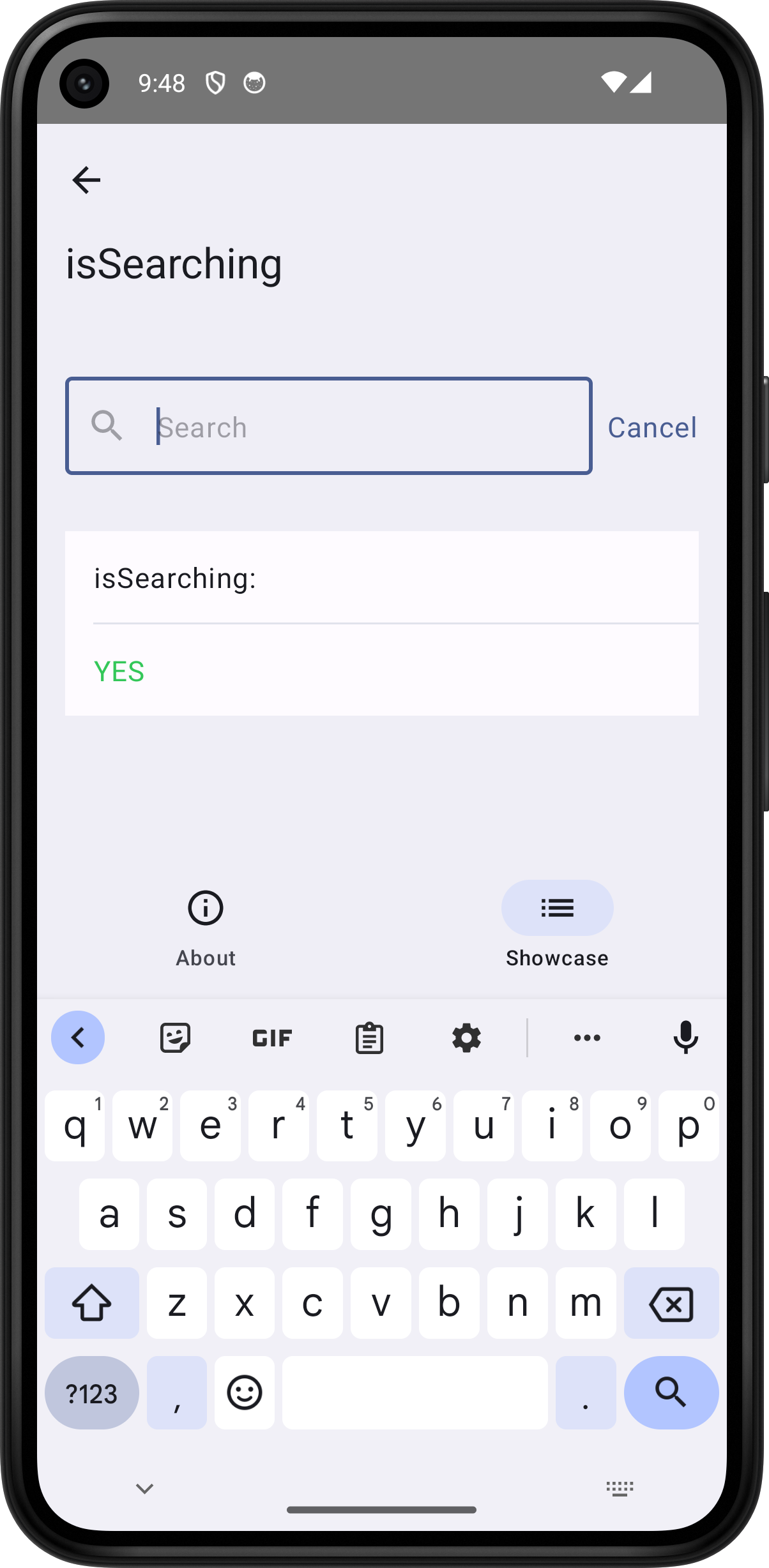 Android screenshot for Searchable component (light mode)
