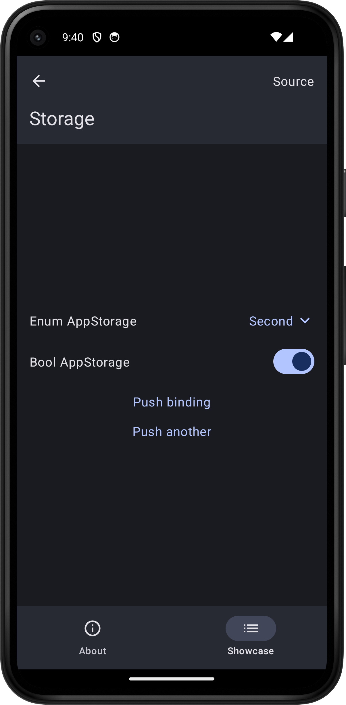 Android screenshot for Storage component (dark mode)