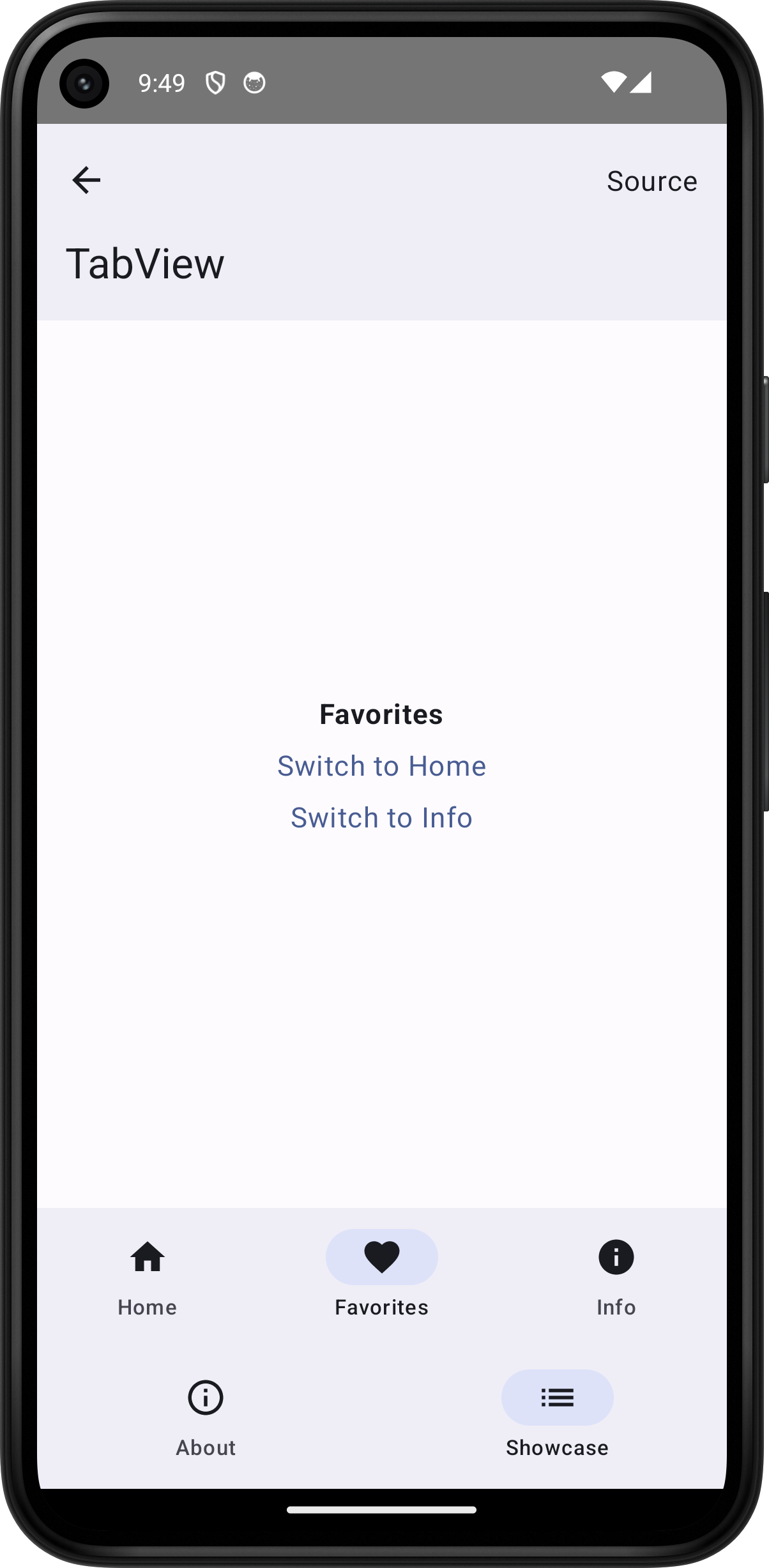 Android screenshot for TabView component (light mode)