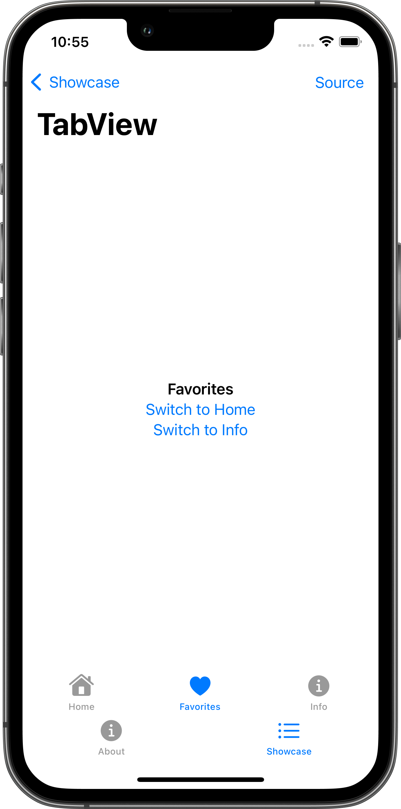 iPhone screenshot for TabView component (light mode)
