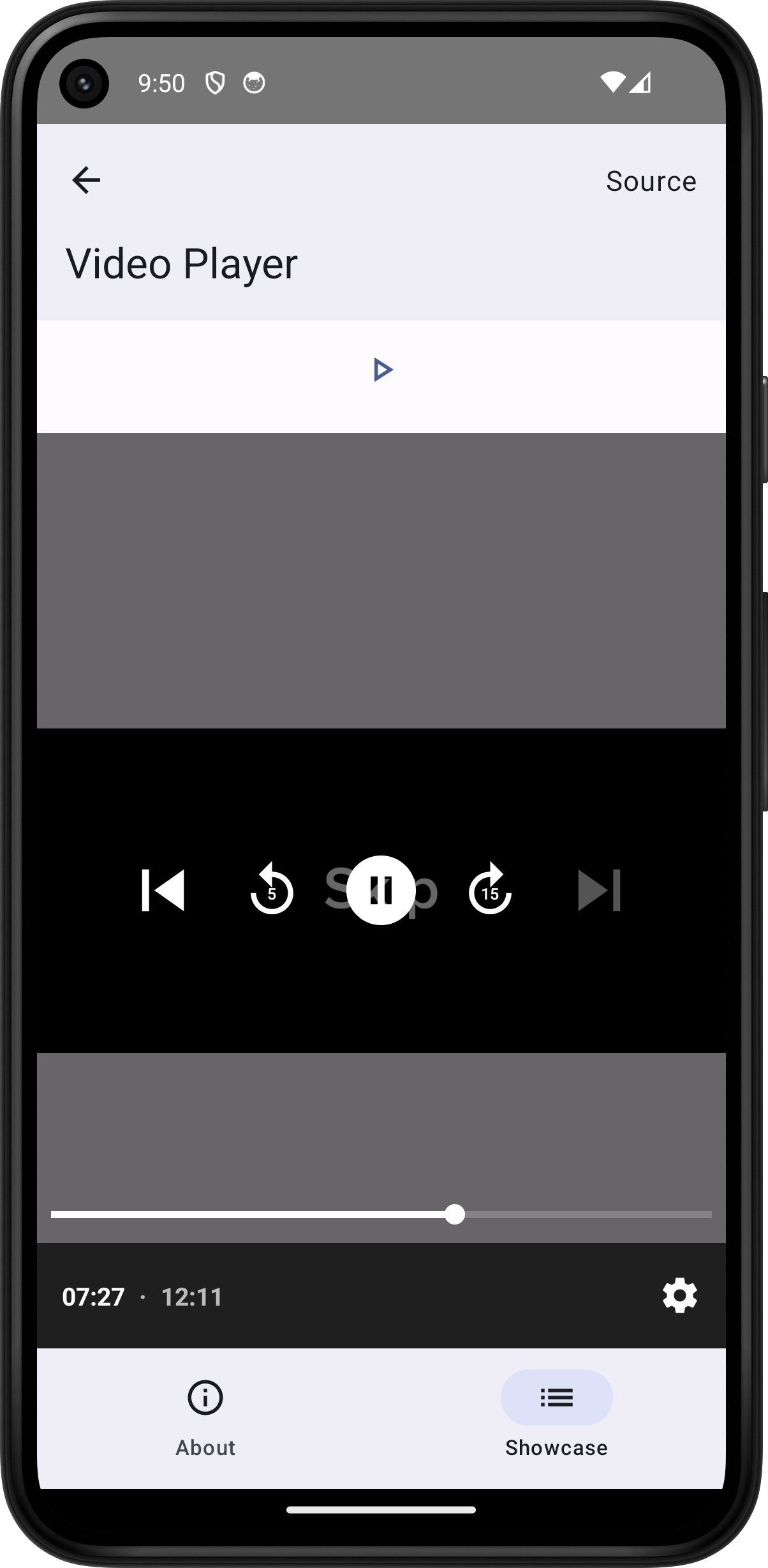 Android screenshot for VideoPlayer component (light mode)