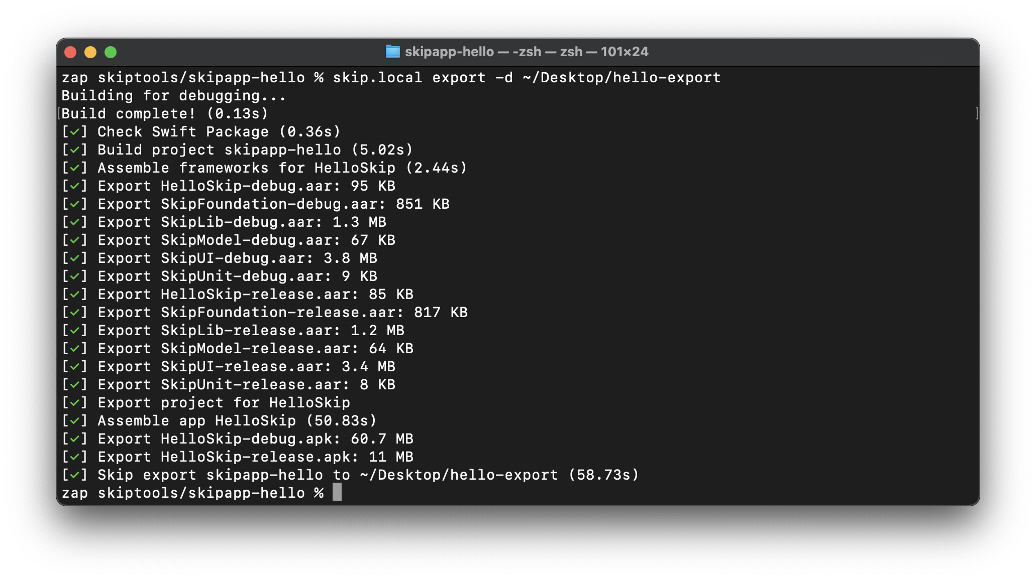 Framework Export Screenshot