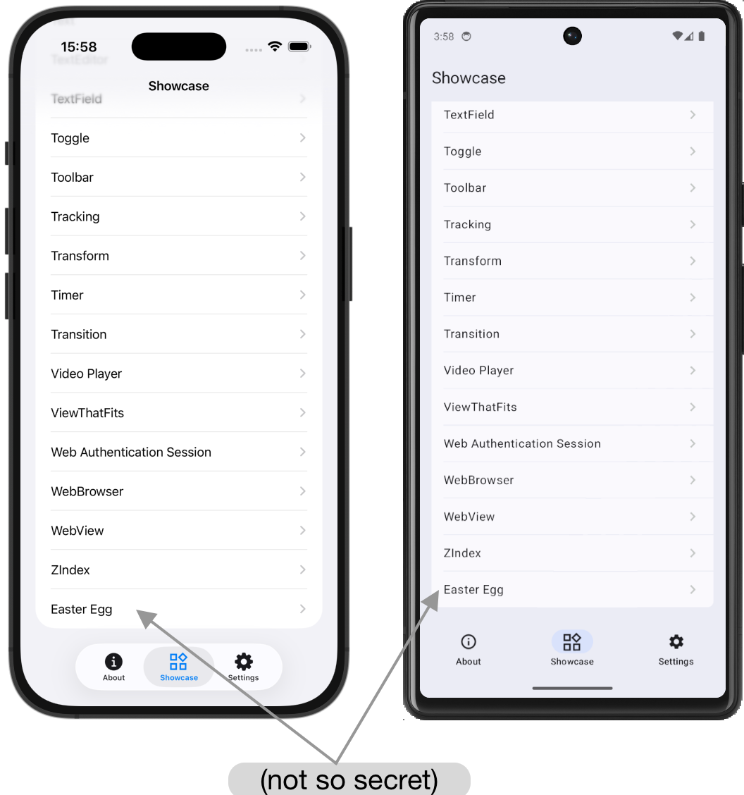 Screenshot of Skip Showcase Easter egg
